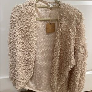 Blu Pepper Women's Shaggy Cream Cardigan
